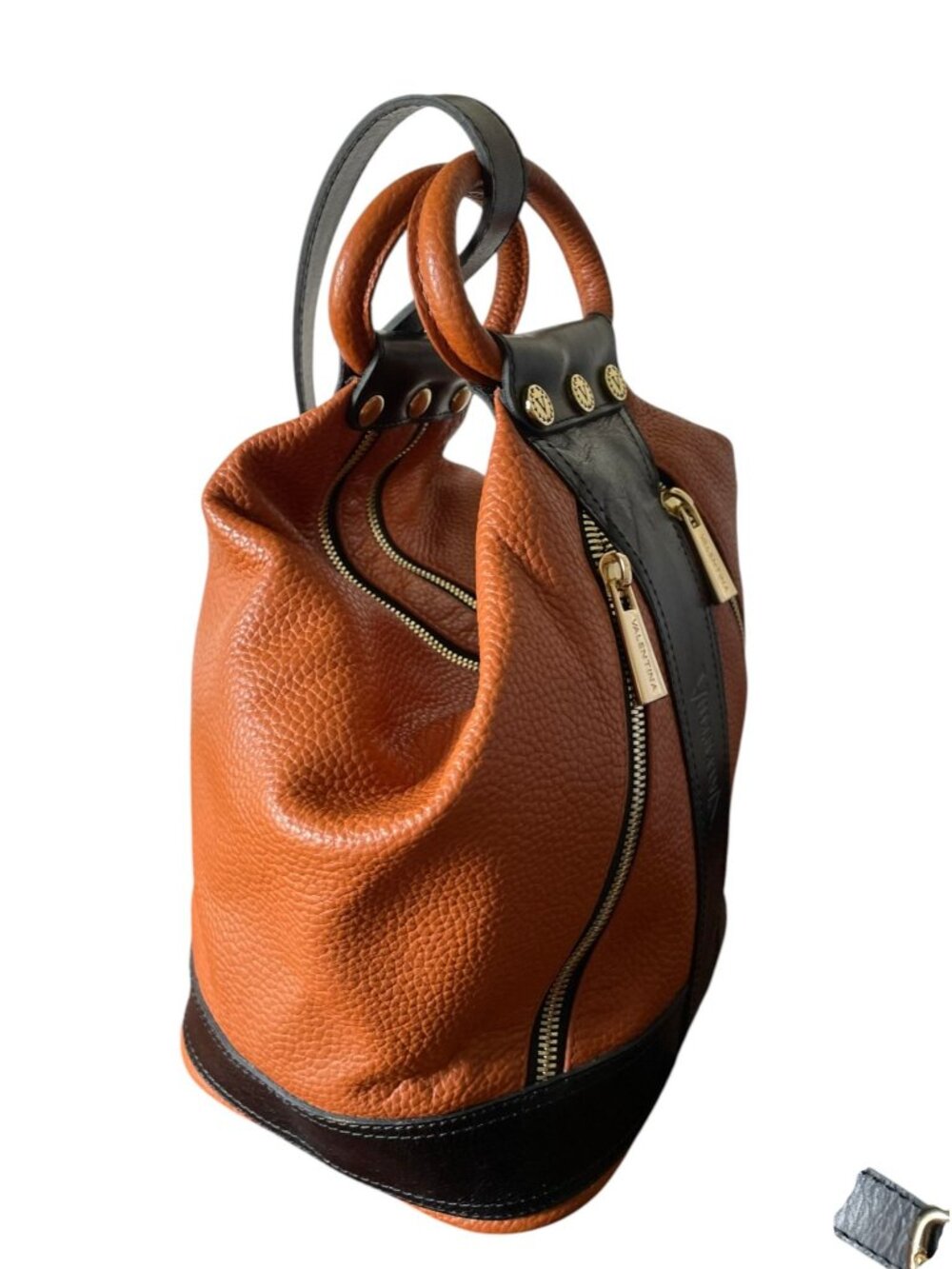 Valentina Italy Genuine Pebbled Leather Convertible Sling Backpack Bag - Excelle - Picture 2 of 12